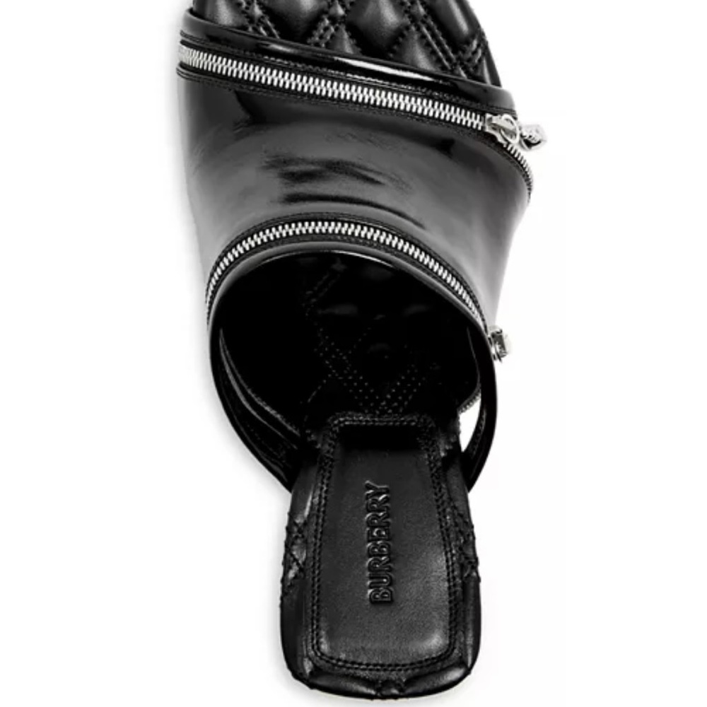 Burberry Black Patent Leather Mules Sleek Design - Picture 2 of 7